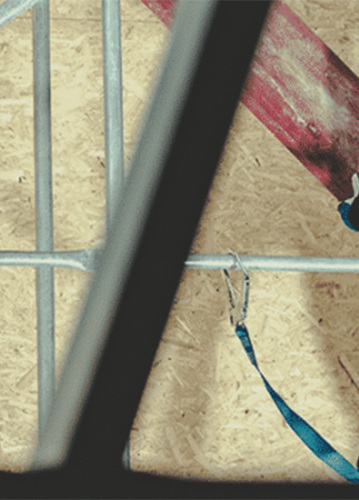 Close-up of scaffold tube and fittings